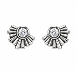 Pendientes Sol Con Circonita Plateado