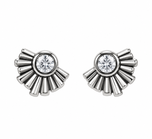 Pendientes Sol Con Circonita Plateado