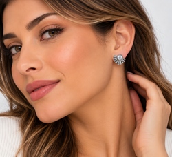 Pendientes Sol Con Circonita Plateado