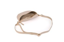 Riñonera de piel para mujer beige cremallera dorada