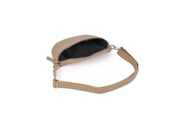 Riñonera de piel para mujer taupe cremallera plateada