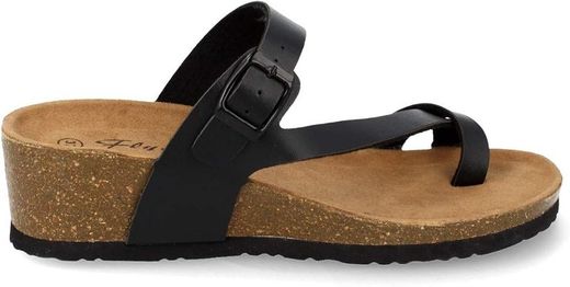 Sandalia Anatómica Con Cuña Negro