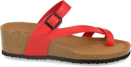 Sandalia Anatómica Con Cuña Rojo