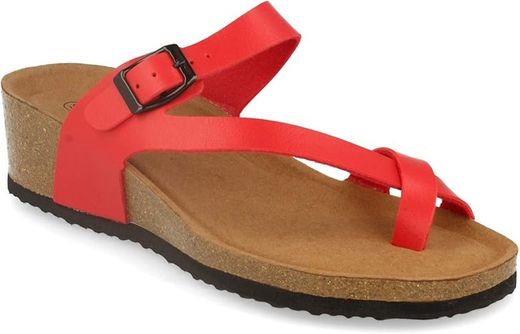Sandalia Anatómica Con Cuña Rojo