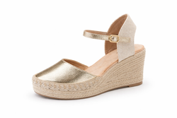 Sandalia Atenea Con Cuña De Esparto Dorado