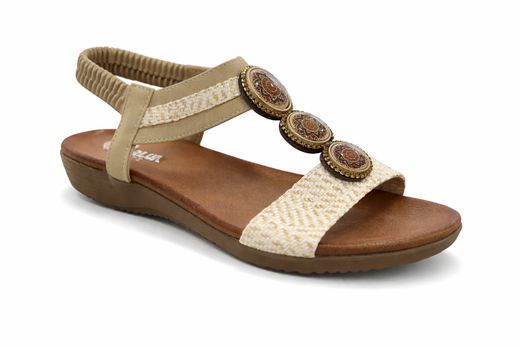 Sandalia Boho Chic con Detalles Ornamentales Beige