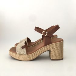 Sandalia Brenda Con Tacón De Esparto Camel