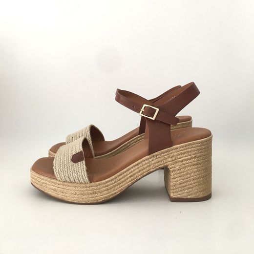 Sandalia Brenda Con Tacón De Esparto Camel