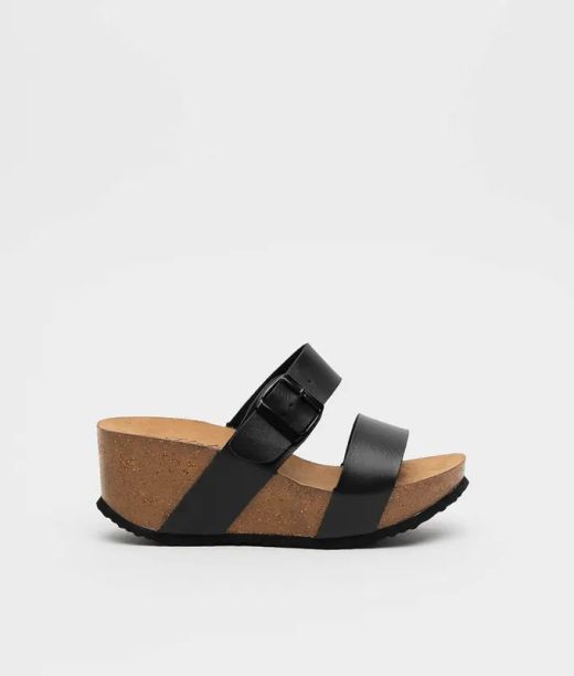 Sandalia Casual de Cuña Negro