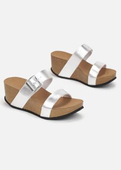 Sandalia Casual de Cuña Plateado