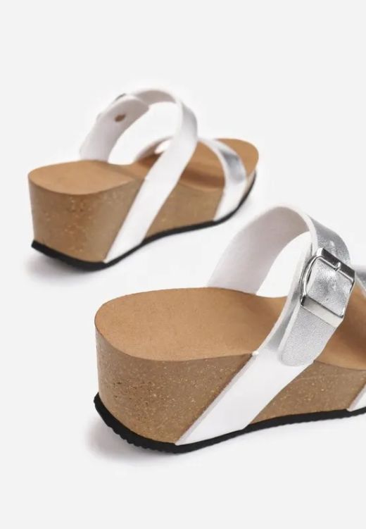 Sandalia Casual de Cuña Plateado