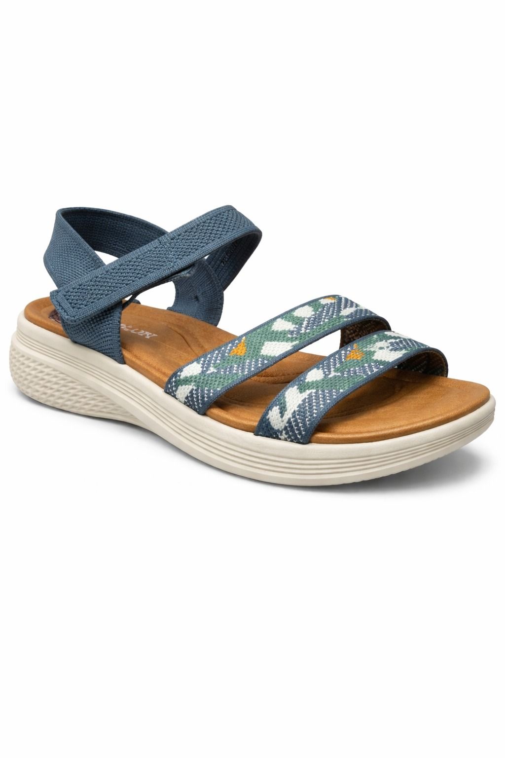 Sandalia Cómoda Con Tiras Elásticas y Suela Acolchada Azul