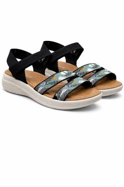 Sandalia Cómoda Con Tiras Elásticas y Suela Acolchada Negro