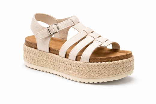 Sandalia Con Plataforma Ibiza Beige