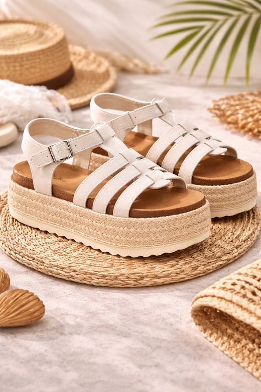 Sandalia Con Plataforma Ibiza Beige