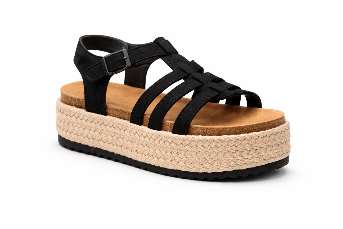Sandalia Con Plataforma Ibiza Negro