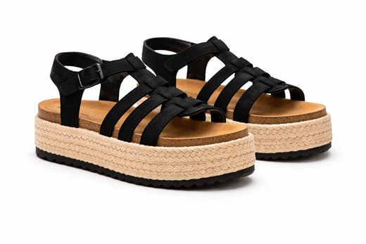 Sandalia Con Plataforma Ibiza Negro
