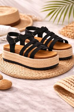 Sandalia Con Plataforma Ibiza Negro