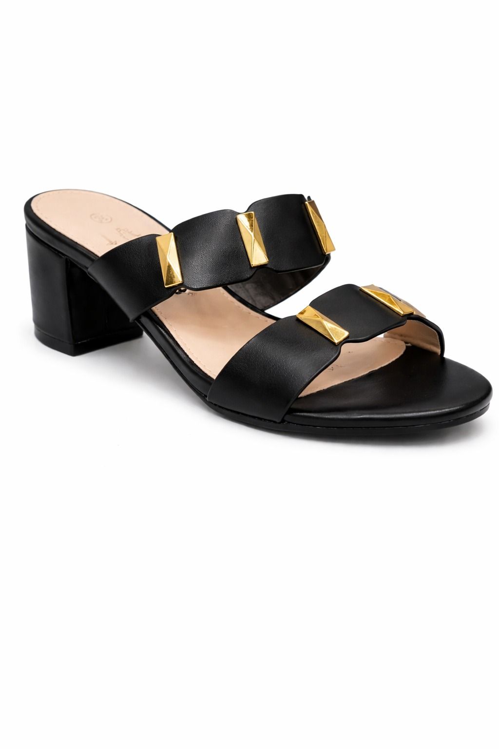 Sandalia Con Tacón Destalonada Negro