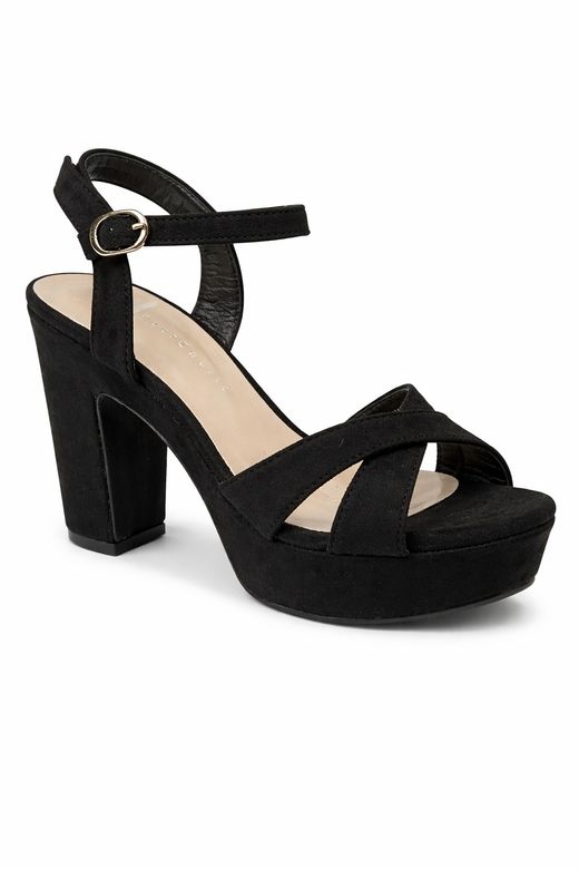 Sandalia de Tacón Alto con Plataforma y Tiras Cruzadas
