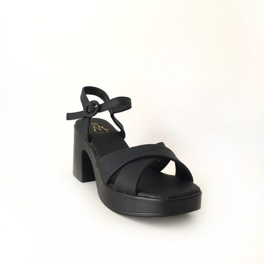 Sandalia De Tacón Con Plataforma Negro