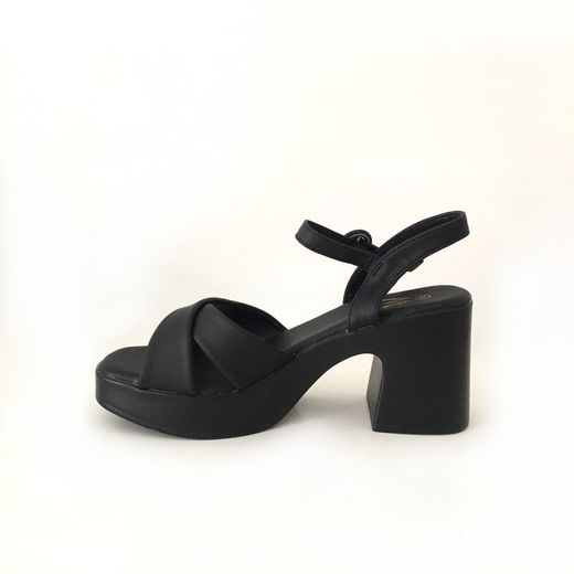 Sandalia De Tacón Con Plataforma Negro
