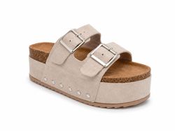 Sandalias de Plataforma Beige con Doble Hebilla