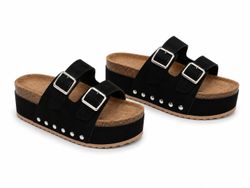 Sandalias de Plataforma con Doble Hebilla Negro