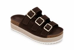 Sandalias de Plataforma con Triple Hebilla Marrón