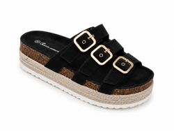 Sandalias de Plataforma con Triple Hebilla Negro