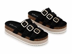 Sandalias de Plataforma con Triple Hebilla Negro