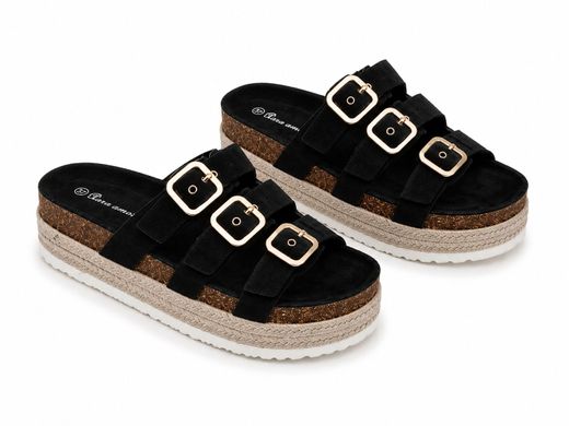 Sandalias de Plataforma con Triple Hebilla Negro