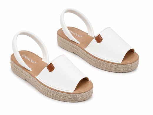 Sandalias Menorquinas de Plataforma con Detalle de Yute Blanco