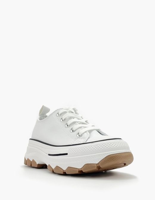 Zapatilla De Lona Con Plataforma Blanco