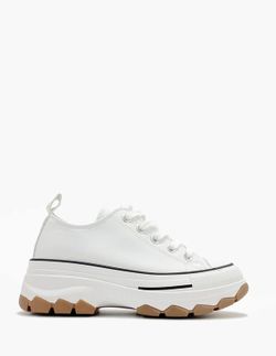 Zapatilla De Lona Con Plataforma Blanco