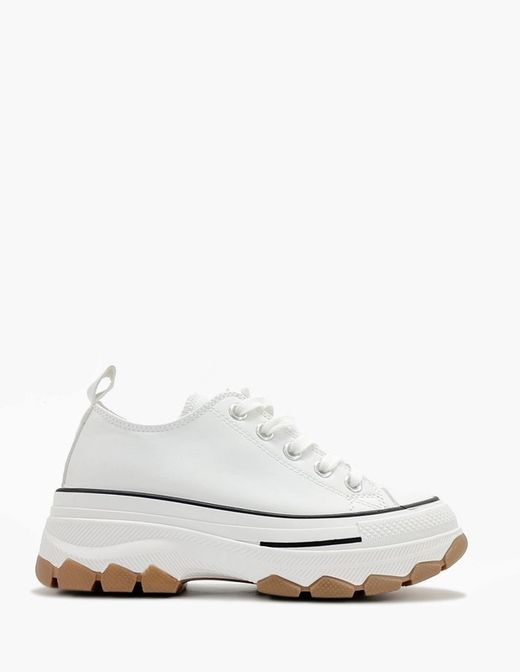Zapatilla De Lona Con Plataforma Blanco