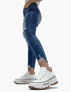 Zapatilla De Lona Con Plataforma Blanco