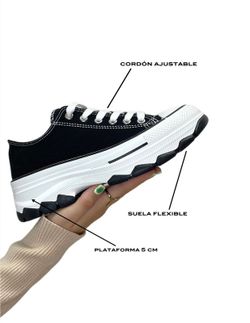Zapatilla De Lona Con Plataforma Negro