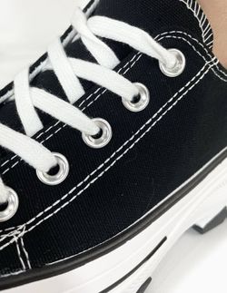 Zapatilla De Lona Con Plataforma Negro