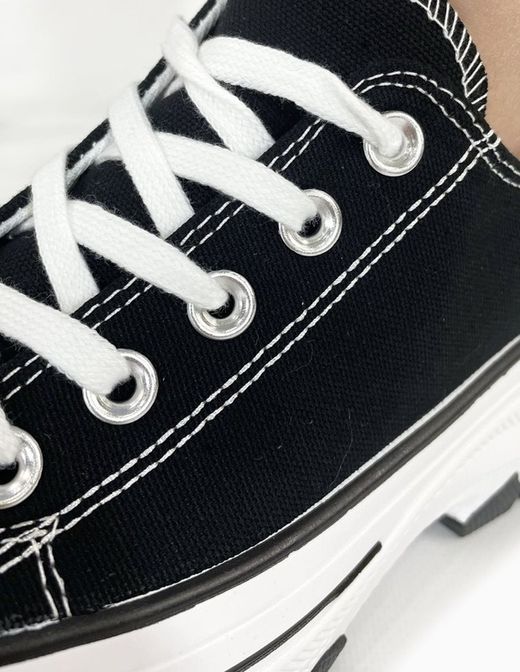 Zapatilla De Lona Con Plataforma Negro