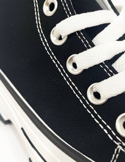 Zapatilla Tipo Botín De Lona Con Plataforma Negro