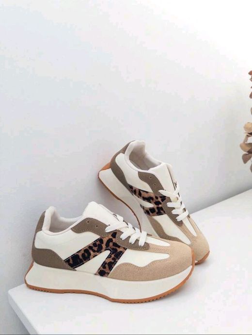 Zapatillas Casual Con Plataforma y Estampado Leopardo