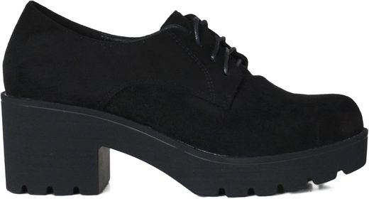 Zapato Blucher Abotinado Con Plataforma Negro