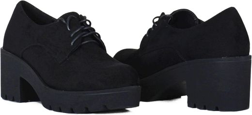 Zapato Blucher Abotinado Con Plataforma Negro