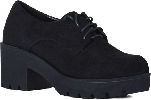 Zapato Blucher Abotinado Con Plataforma Negro