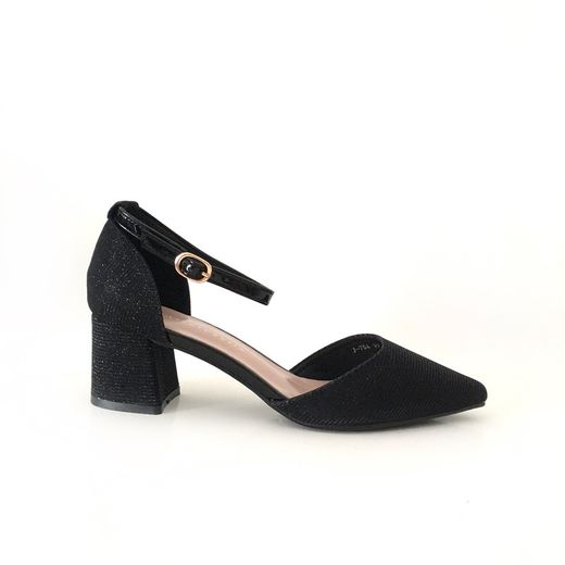 Zapato De Fiesta Con Tacón Ancho Negro