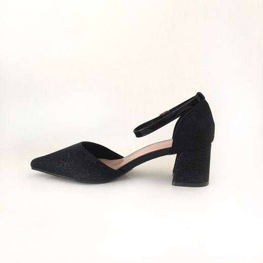 Zapato De Fiesta Con Tacón Ancho Negro