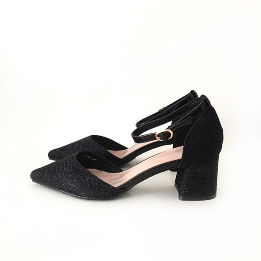 Zapato De Fiesta Con Tacón Ancho Negro