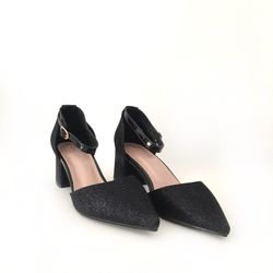 Zapato De Fiesta Con Tacón Ancho Negro