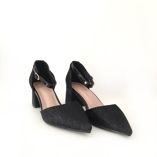 Zapato De Fiesta Con Tacón Ancho Negro